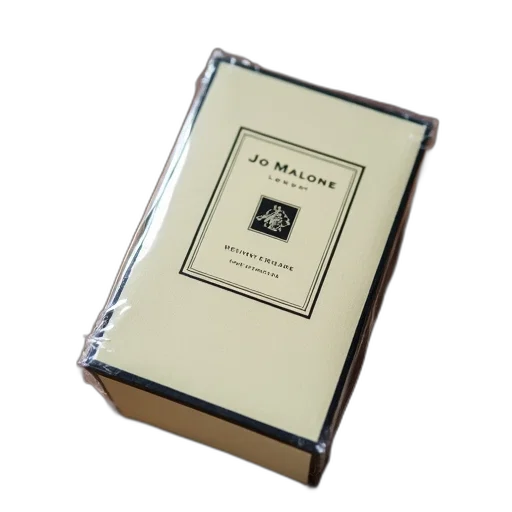 box, malone, london, perfume, displayed, wooden, surface, wrapped transparent PNG cut-out