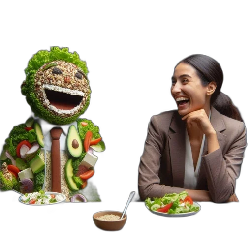 food, creature, staff, face, 3d render, concept art, office, scene transparent PNG cut-out
