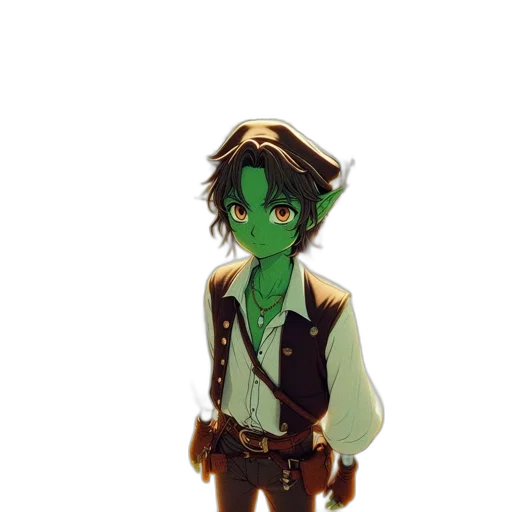 staff, mask, jacket, concept art, pixel art, fantasy art, cartoon, green transparent PNG cut-out