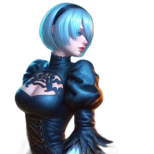 dress, jacket, staff, robot, 3d render, cyberpunk, concept art, fantasy art transparent PNG cut-out