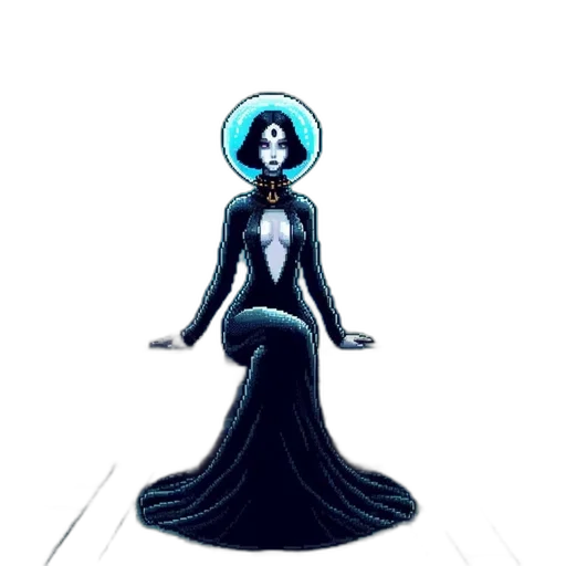 dress, crown, robot, jewelry, concept art, pixel art, fantasy art, comic book art transparent PNG cut-out