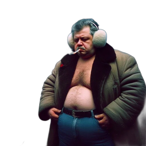 jacket, animal, creature, hat, cyberpunk, concept art, vaporwave, photorealistic transparent PNG cut-out