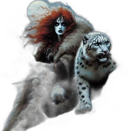 animal, creature, fantasy art, concept art, comic book art, photorealistic, woman, long transparent PNG cut-out
