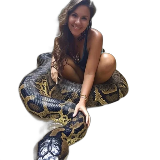 animal, shoes, creature, dress, photorealistic, woman, holds, snake transparent PNG cut-out