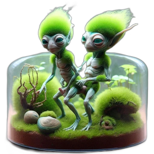 creature, concept art, fantasy art, 3d render, outer space, underwater, forest, green transparent PNG cut-out