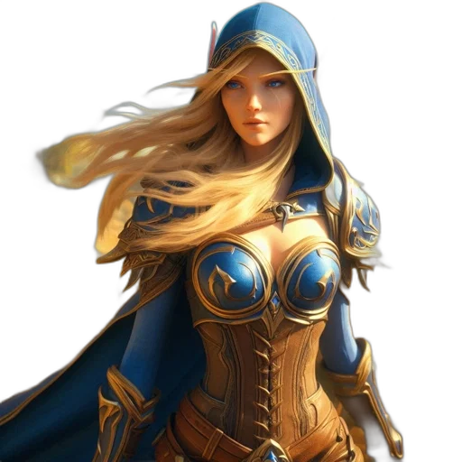 dress, fantasy art, concept art, comic book art, photorealistic, golden, blue, elven transparent PNG cut-out