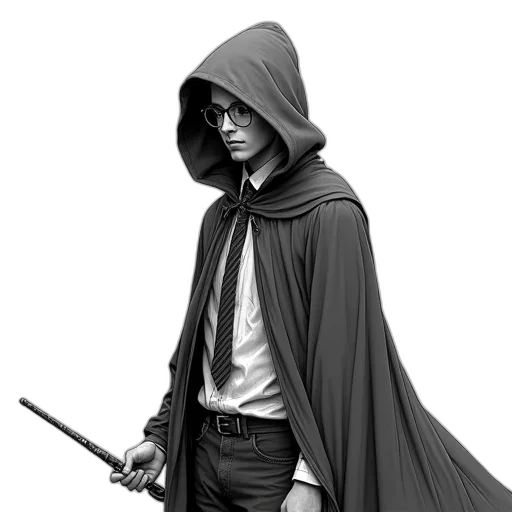 staff, jacket, sword, weapon, comic book art, concept art, fantasy art, photorealistic transparent PNG cut-out