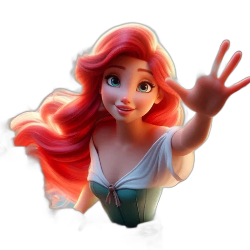 dress, staff, crown, 3d render, concept art, cartoon, fantasy art, underwater transparent PNG cut-out