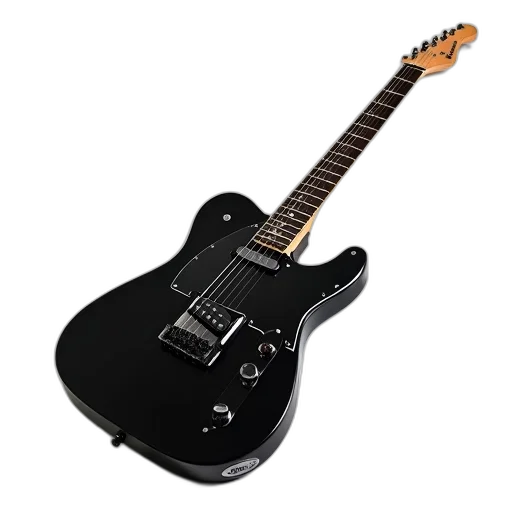 3d render, sleek, black, electric, guitar, glossy, finish, pickguard transparent PNG cut-out