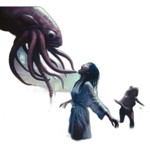 creature, concept art, fantasy art, pixel art, comic book art, underwater, outer space, fog transparent PNG cut-out