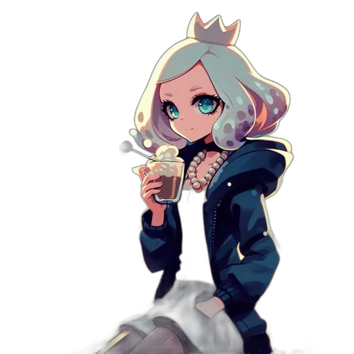 crown, jacket, staff, pixel art, concept art, watercolor, anime, pastel transparent PNG cut-out