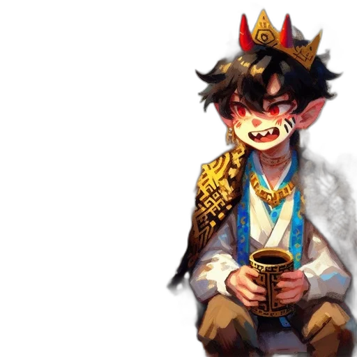 staff, crown, dragon, fantasy art, concept art, pixel art, anime, two transparent PNG cut-out