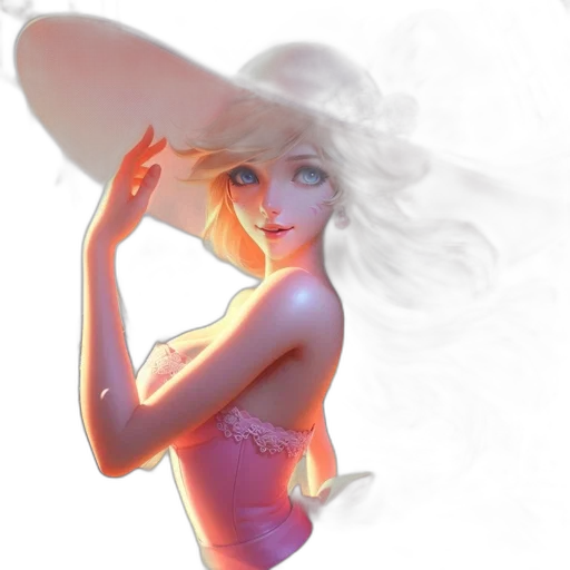 dress, hair, hat, crown, concept art, 3d render, fantasy art, photorealistic transparent PNG cut-out