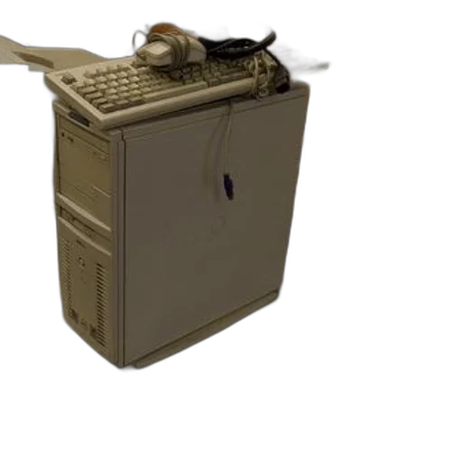 weapon, robot, staff, 3d render, old, computer, setup, keyboard transparent PNG cut-out