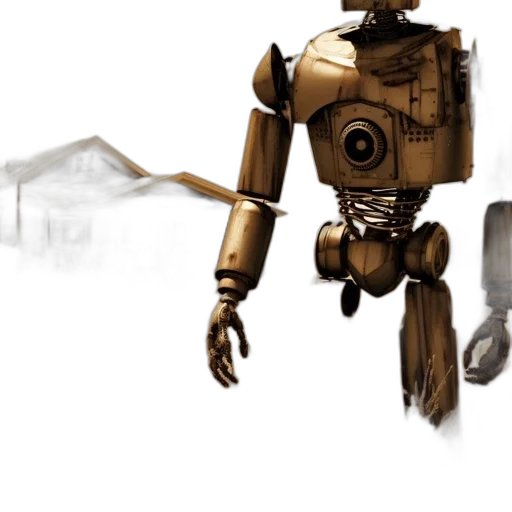 robot, concept art, 3d render, fantasy art, photorealistic, outer space, earth tones, rusty transparent PNG cut-out