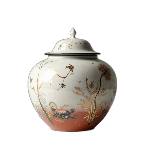 photorealistic, 3d render, oil painting, cloison, enamel, vase, cover transparent PNG cut-out