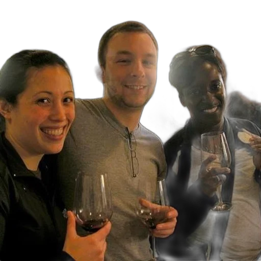 staff, three, people, smile, while, holding, wine, glasses transparent PNG cut-out