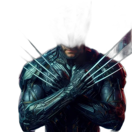 sword, weapon, jacket, mask, cyberpunk, concept art, comic book art, 3d render transparent PNG cut-out