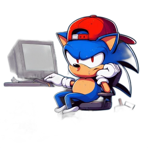 animal, pixel art, 3d render, concept art, vaporwave, sonic, hedgehog, animated transparent PNG cut-out