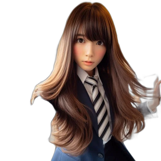 hair, face, robot, jacket, photorealistic, anime, 3d render, fantasy art transparent PNG cut-out