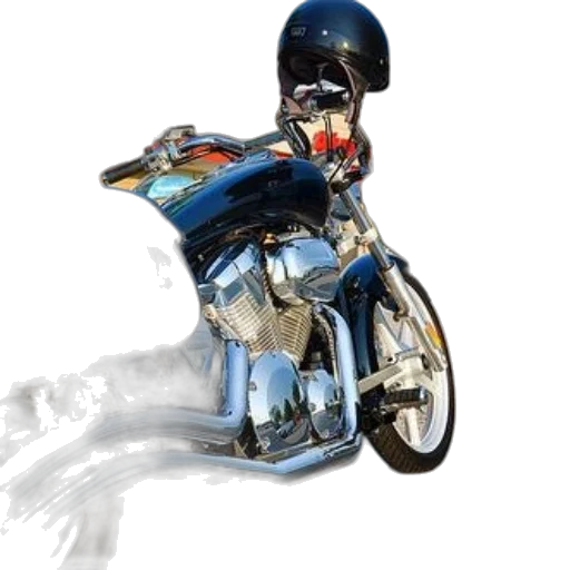 robot, photorealistic, 3d render, concept art, comic book art, black, cruiser, motorcycle transparent PNG cut-out