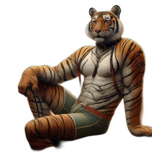 animal, concept art, 3d render, fantasy art, photorealistic, majestic, tiger, wears transparent PNG cut-out
