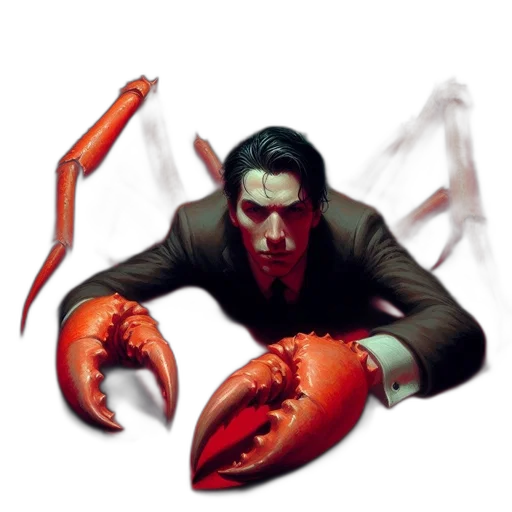 creature, concept art, comic book art, photorealistic, pixel art, underwater, red, man transparent PNG cut-out