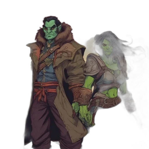 jacket, staff, mask, concept art, fantasy art, comic book art, pixel art, fog transparent PNG cut-out