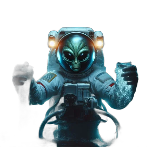 robot, mask, creature, staff, concept art, cyberpunk, 3d render, fantasy art transparent PNG cut-out