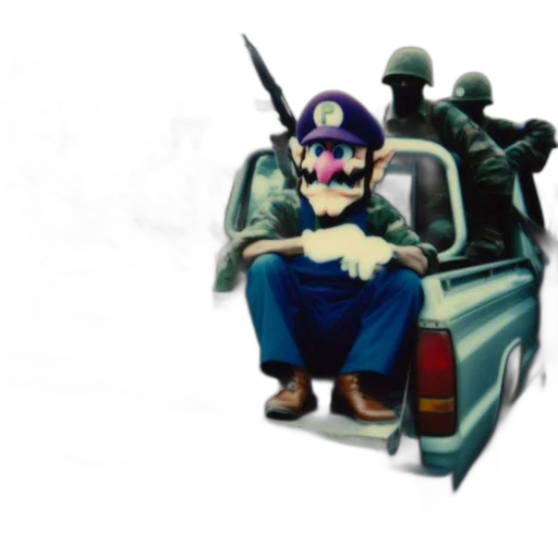 car, weapon, concept art, pixel art, 3d render, comic book art, individual, wears transparent PNG cut-out