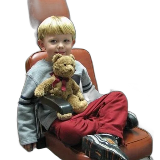 furniture, 3d render, young, boy, sits, dental, chair, holding transparent PNG cut-out