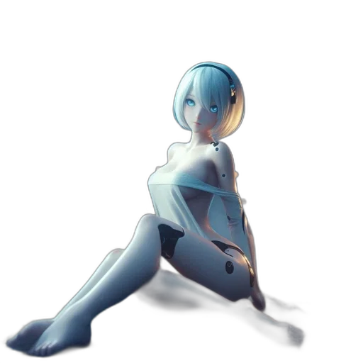 robot, dress, creature, staff, concept art, watercolor, 3d render, anime transparent PNG cut-out