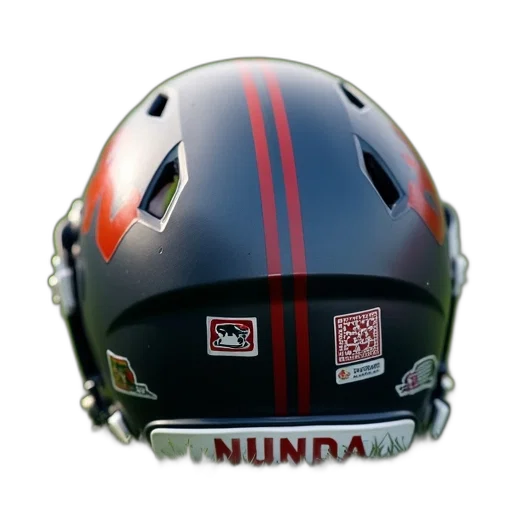 cyberpunk, close-up, view, football, helmet, logo, side, grassy transparent PNG cut-out