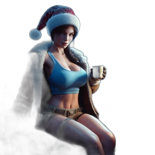 concept art, fantasy art, 3d render, pixel art, snow, blue, woman, casual transparent PNG cut-out