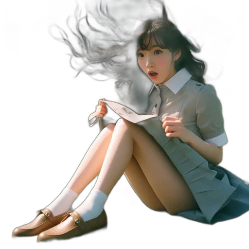 dress, jacket, umbrella, face, photorealistic, concept art, 3d render, oil painting transparent PNG cut-out