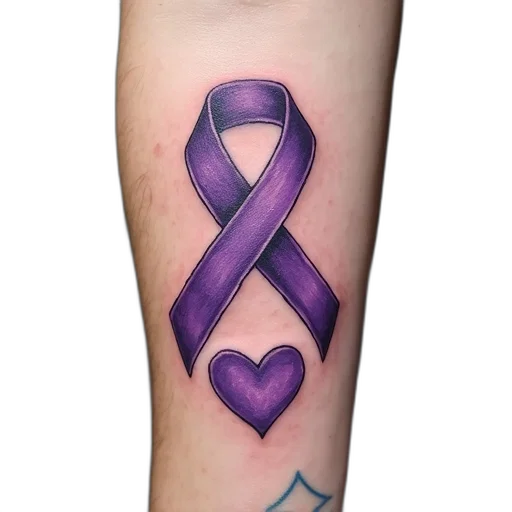 jewelry, tattoo, purple, ribbon, heart-shaped, design, bottom, visible transparent PNG cut-out
