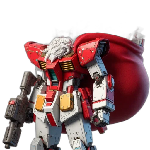 robot, weapon, concept art, 3d render, image, features, santa, clad transparent PNG cut-out