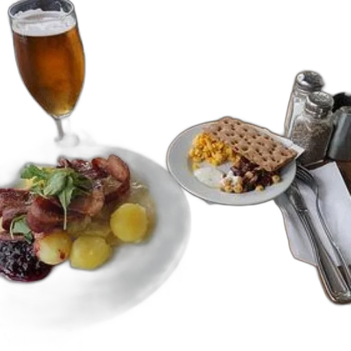 food, wooden, table, plate, bacon, potatoes, side, dish transparent PNG cut-out