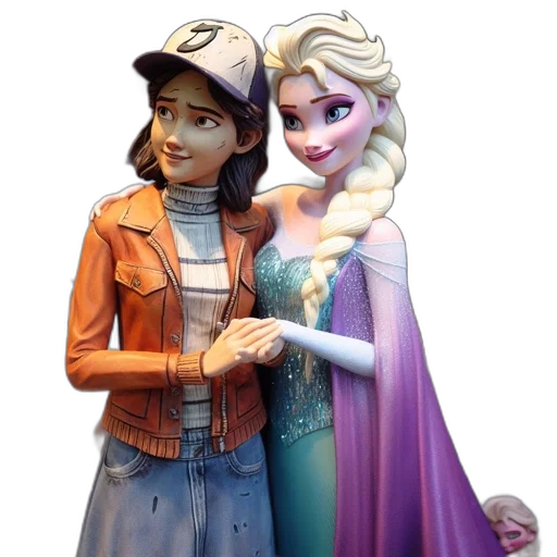 concept art, 3d render, fantasy art, cartoon, snow, two, animated, character transparent PNG cut-out
