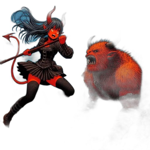 creature, animal, concept art, fantasy art, comic book art, anime, fire, red transparent PNG cut-out