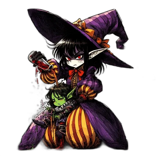 staff, fantasy art, pixel art, concept art, watercolor, young, elf-like, girl transparent PNG cut-out