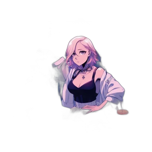 jacket, dress, weapon, creature, pixel art, anime, vaporwave, concept art transparent PNG cut-out