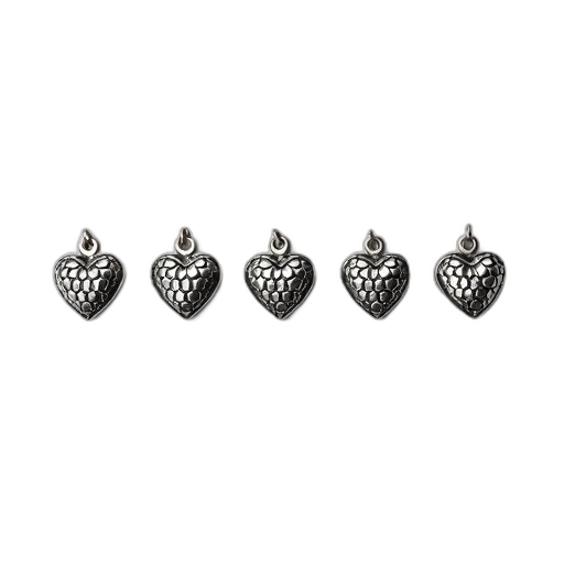 jewelry, crown, set, five, silver, heart-shaped, charms, honeycomb transparent PNG cut-out