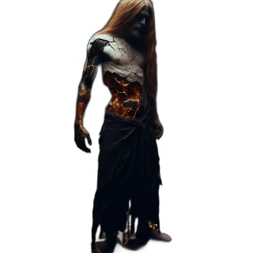 creature, mask, staff, dress, concept art, 3d render, fantasy art, photorealistic transparent PNG cut-out