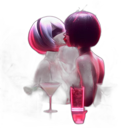 bottle, jewelry, dress, robot, concept art, 3d render, vaporwave, anime transparent PNG cut-out