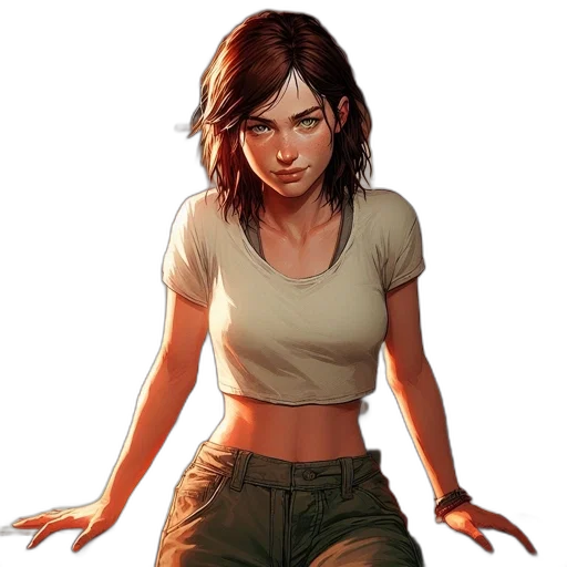 comic book art, concept art, fantasy art, pixel art, earth tones, green, female, character transparent PNG cut-out