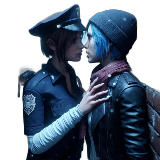 jacket, concept art, cyberpunk, photorealistic, neon lights, snow, city street, blue transparent PNG cut-out