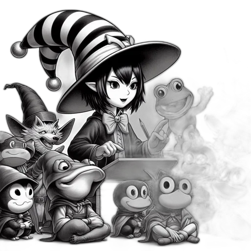concept art, fantasy art, cartoon, comic book art, fog, fire, monochrome, animated transparent PNG cut-out