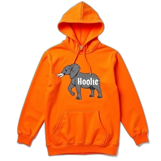 jacket, bright, orange, hoodie, graphic, print, front, displayed transparent PNG cut-out