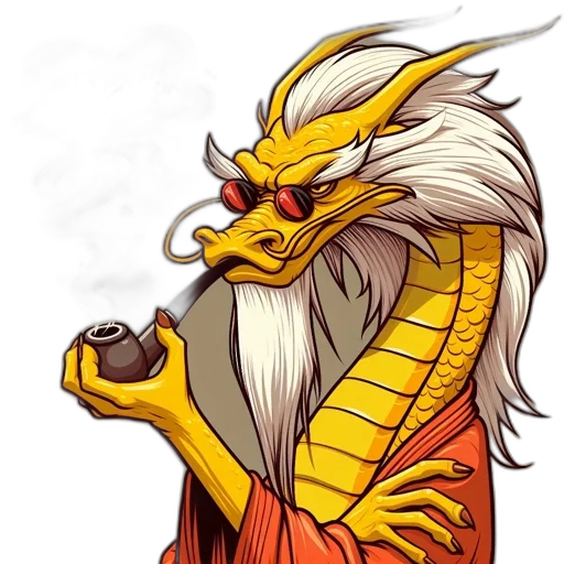 dragon, staff, fantasy art, concept art, pixel art, comic book art, colorful, smoking transparent PNG cut-out